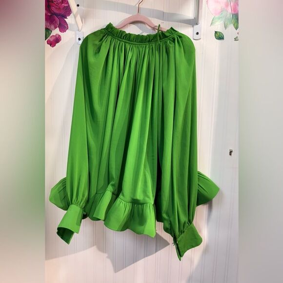 PLEATED OVERSIZED BLOUSE WITH GATHERED NECKLINE  Sz M - Picture 5 of 5